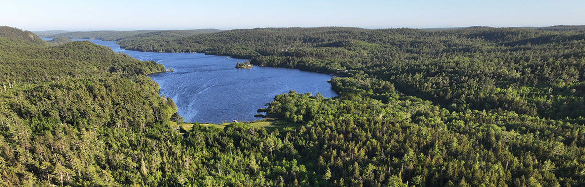 An aerial view of the Porters Lake Nature Reserve in Nova Scotia (Photo by Mike Dembeck)  