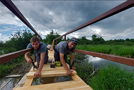 Bridge repair at Lincoln Wetlands, NB (Photo by Mike Sinclaire/NCC Staff)