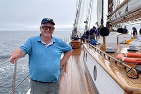 Edsel “The Skipper” Roache aboard the Bluenose II (Photo courtesy of Cindy Roache)