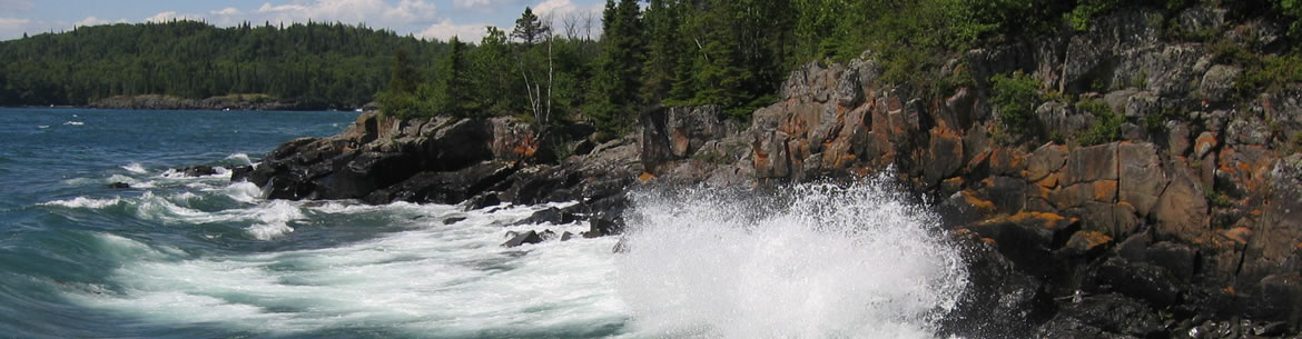 Waves Crash On The Northwestern Lake Superior Coast John Anderson Banner Sm